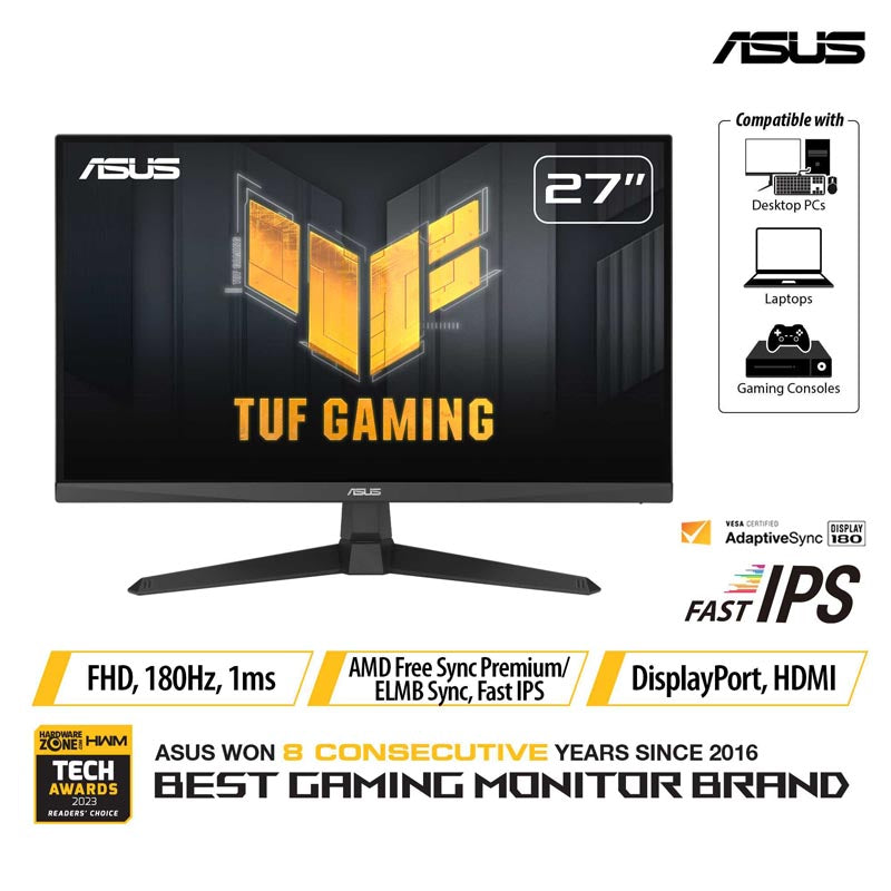 Asus TUF Gaming VG279Q3A - 27 FHD Fast IPS 180Hz Gaming Monitor
