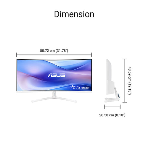 ASUS VU34WCIP-W Eye Care Monitor - 34 WQHD VA 100Hz PD65W Curved