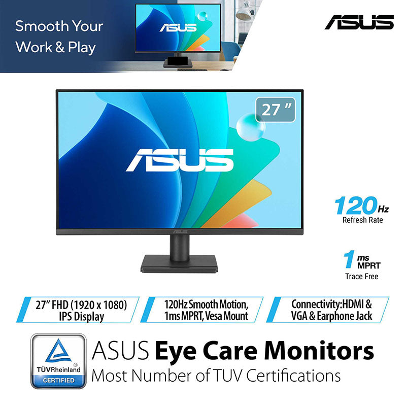 ASUS VA279HG Eye Care Gaming Monitor - 27 FHD IPS 120Hz