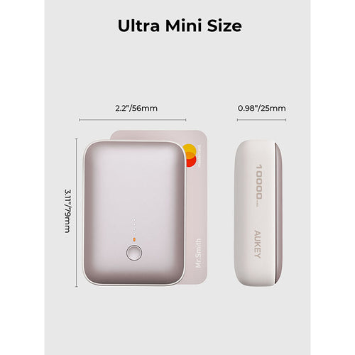 Aukey PB-Y55 Spark Mini 10000mAh Compact Fast Charging Power Bank with 20W PD (Desert Gold Titanium)