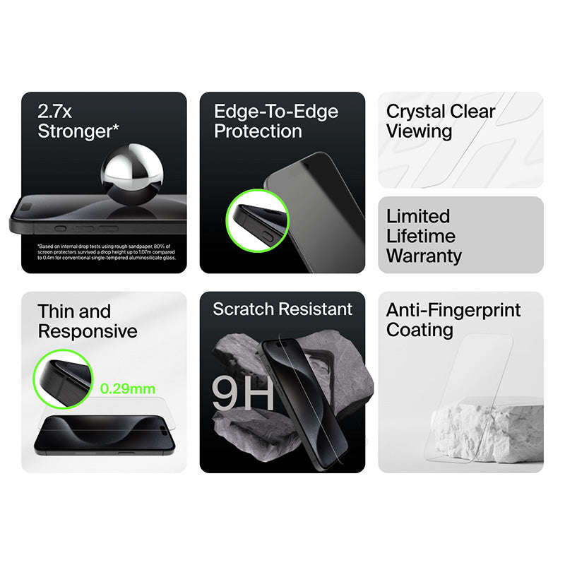 Belkin OVA157fq ScreenForce UltraGlass 2 Treated Screen Protector for iPhone 16 Pro