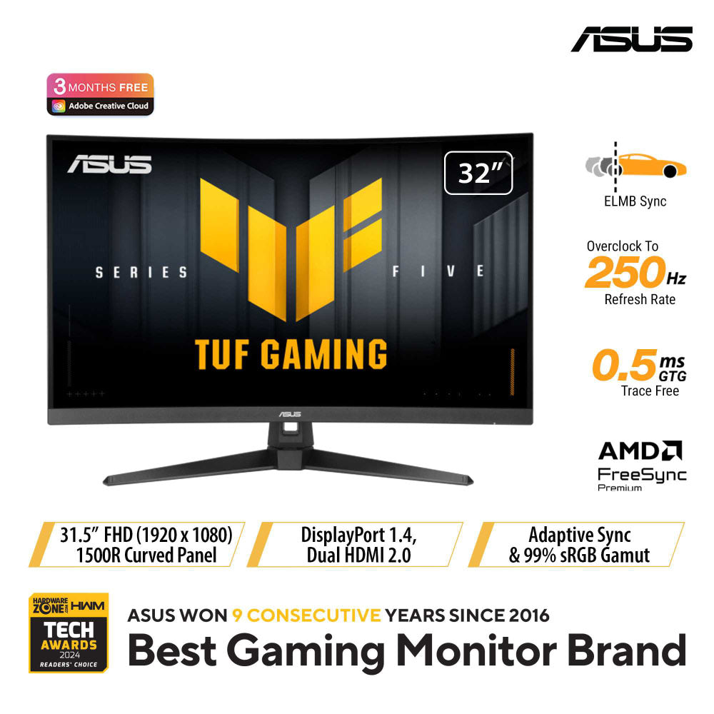 Asus TUF Gaming VG32VQM5B - 31.5 FHD 250Hz (OC) Curved Gaming Monitor