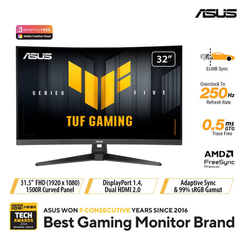 Asus TUF Gaming VG32VQM5B - 31.5 FHD 250Hz (OC) Curved Gaming Monitor