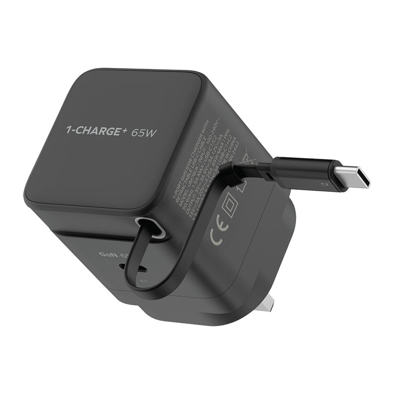 Momax UM76UKD 1-Charge+ 65W 1-Port GaN Charger with Retractable