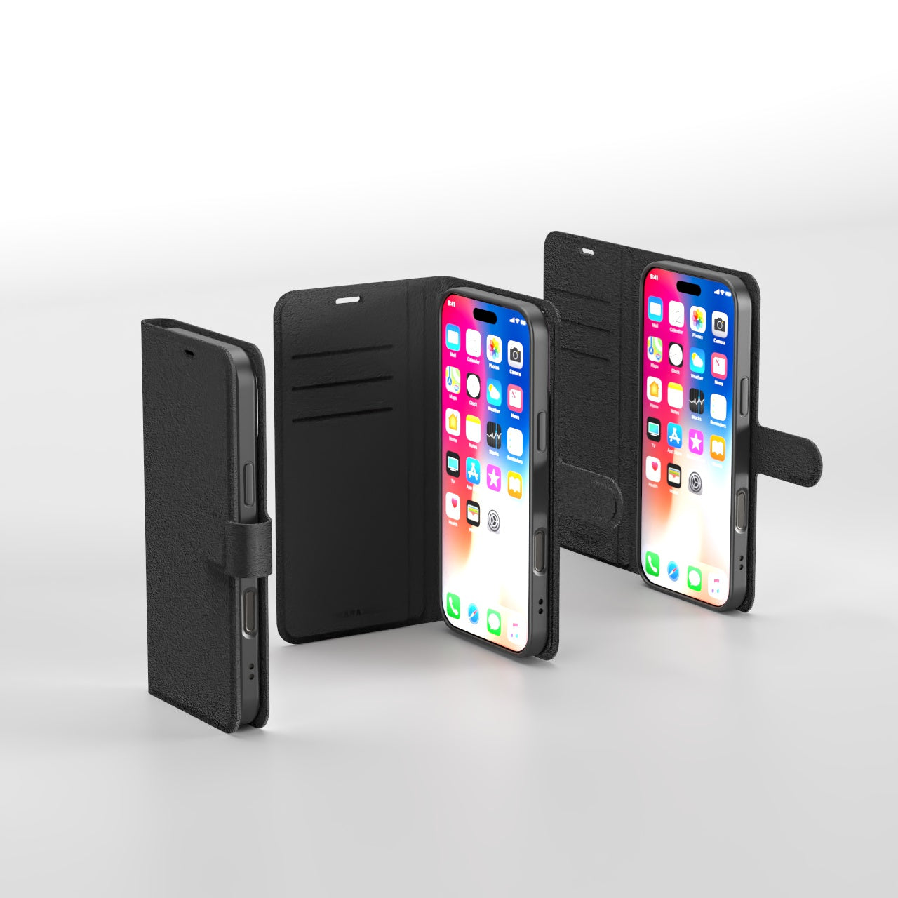 Nbrandz/N-Folio-iPhone 17 Pro Max Black Folio Leather Wallet Case