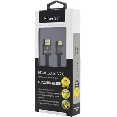 Silvertec HDMI to Mini HDMI Cable V2.0 (1.8m)