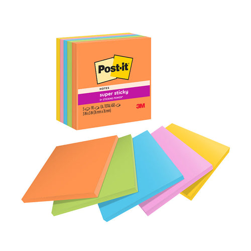 3M Post-it 654-5SSAU Super Sticky Notes 3x3-inch 90 Sheets