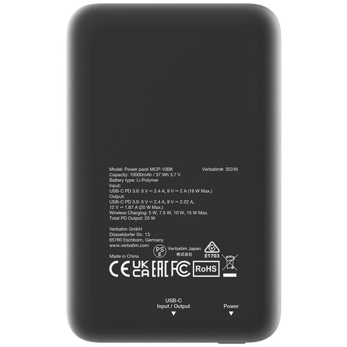 Verbatim VM32245 PowerPack 10000mAh PD 20W, Black