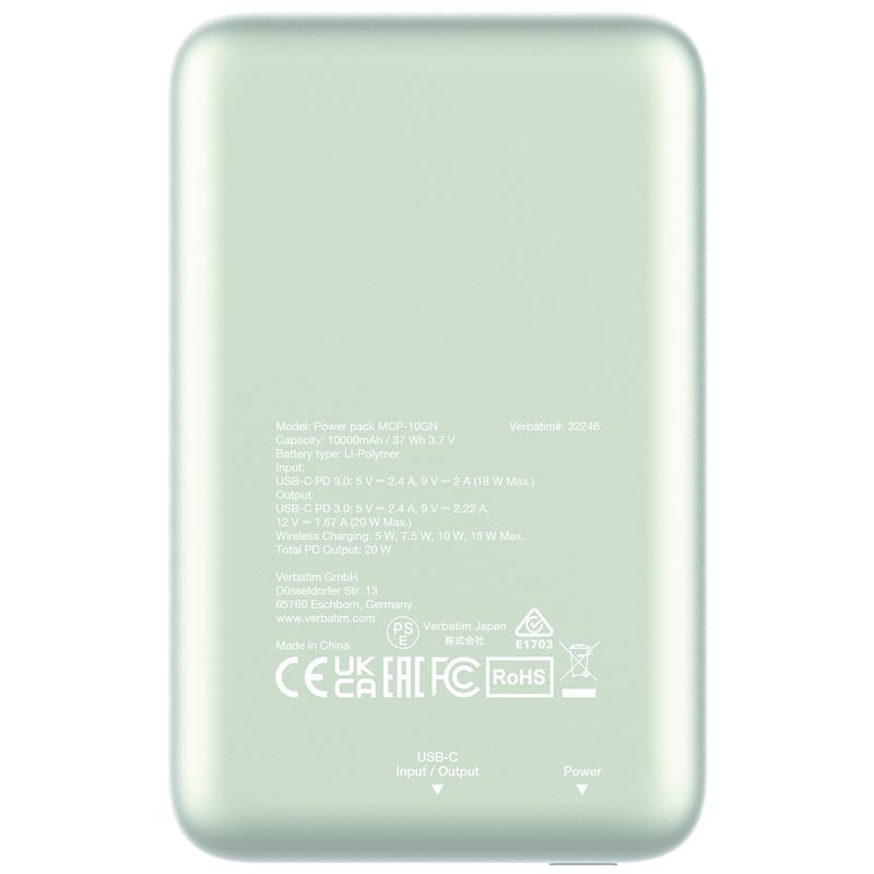 Verbatim VM32246 PowerPack 10000mAh PD 20W, Green