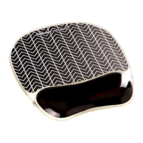Fellowes 9653401 Black Chevron Gel Mousepad Wrist Rest