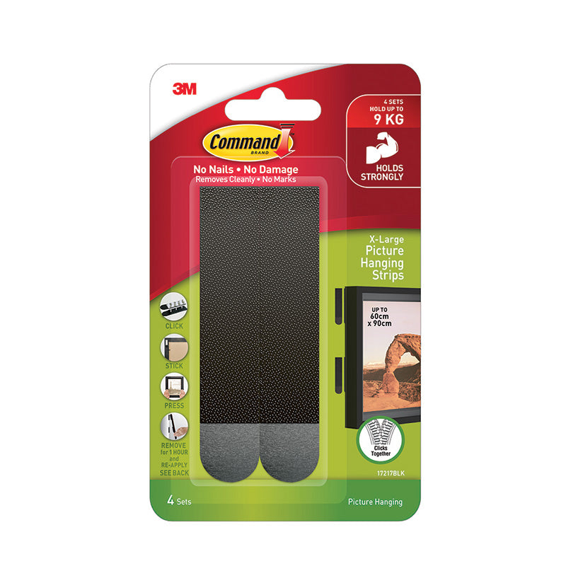 3M Command X-Large Picture Hanging Strips (Black)