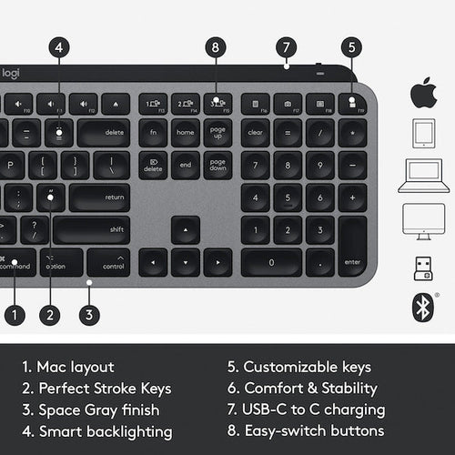 Logitech MX Keys Advanced Wireless Keyboard for MAC