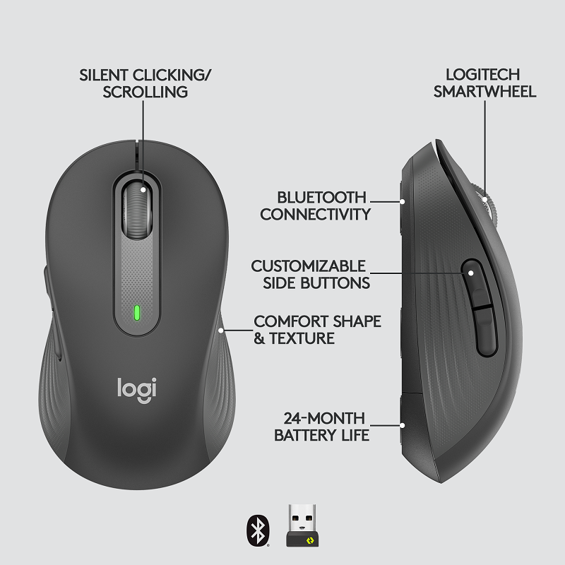 Logitech Signature M650 Wireless Mouse (L - Graphite)