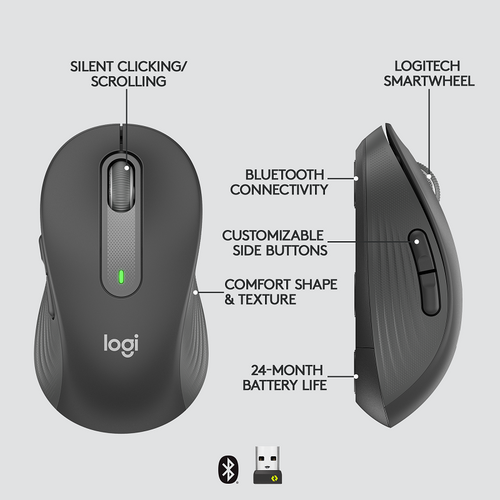 Logitech Signature M650 Wireless Mouse (L - Graphite)