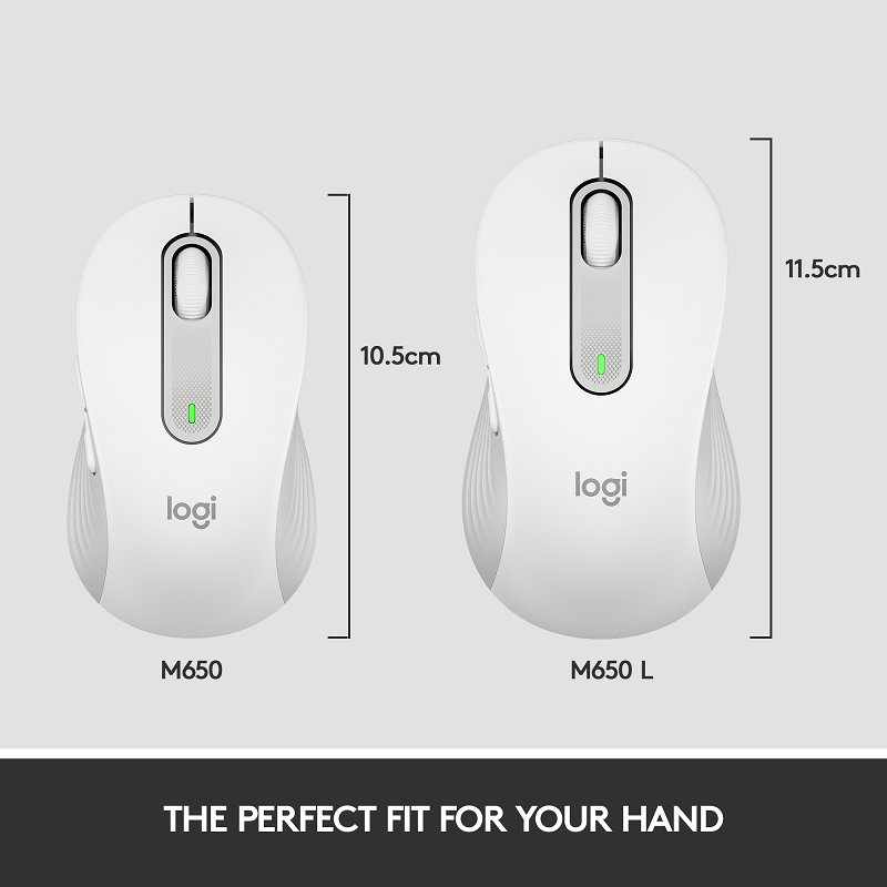 Logitech Signature M650 Wireless Mouse (L - White)