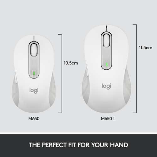 Logitech Signature M650 Wireless Mouse (L - White)