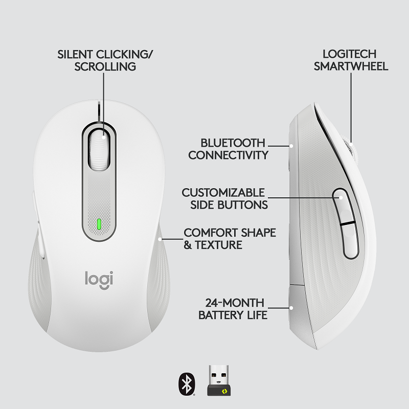 Logitech Signature M650 Wireless Mouse (M - White)