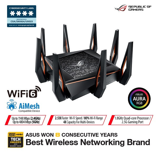 Asus ROG GT-AX11000 Tri Band WiFi Gaming Router – Challenger Singapore