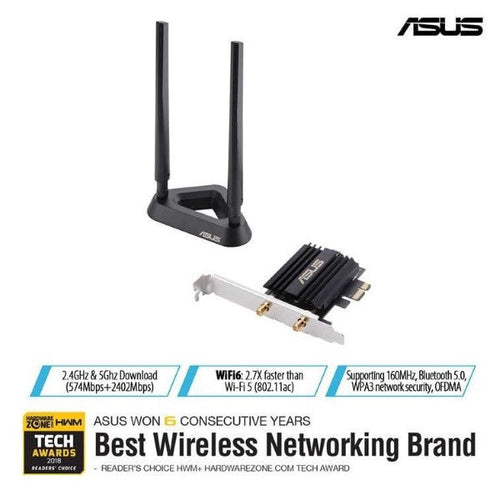 Asus PCE-AX58T AX3000 Dual Band PCI-E WiFi 6 (802.11ax)