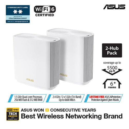 Asus ZenWiFi AX XT8 AX6600 Whole-Home Tri-band Mesh WiFi 6 (White)