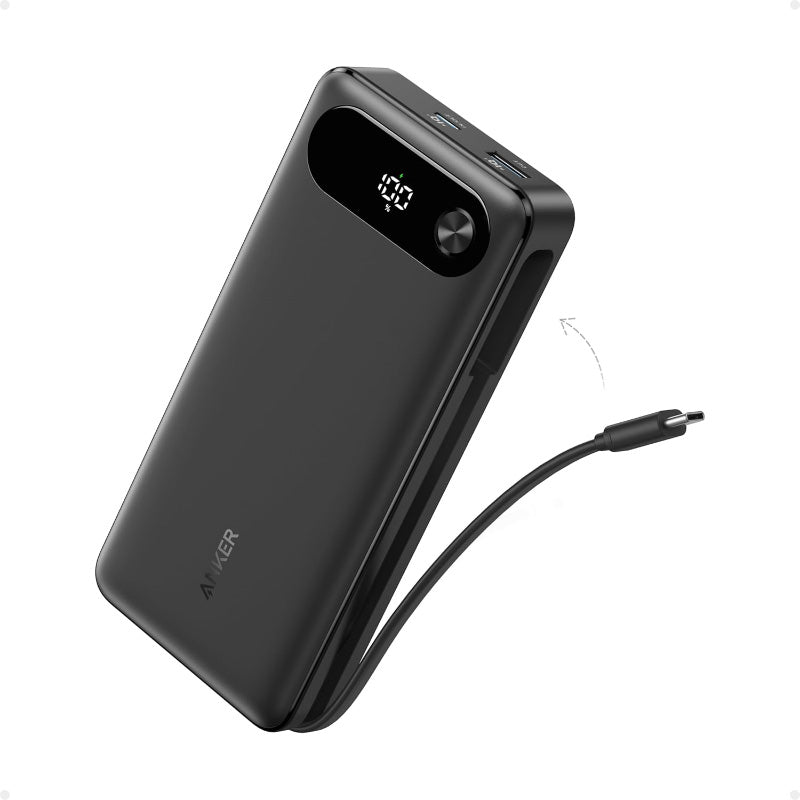 Anker A1383H11-BK 20000mAh PD87W Built-In USB-C Cable Powebank (Black)