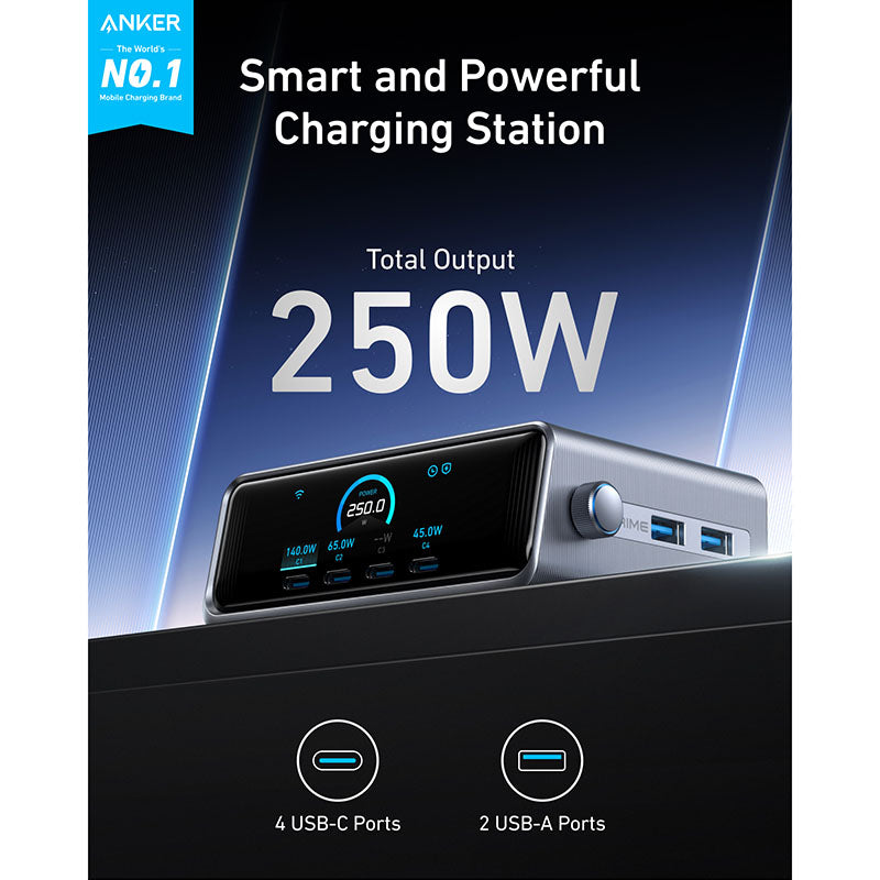 Anker A2345241 Prime Charger 250W 6-Port GaN Charging Station