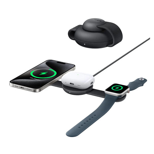 Anker B25M8H11-BK MagGo 3-in-1 Qi2 15W Wireless Foldable Pad (Black)