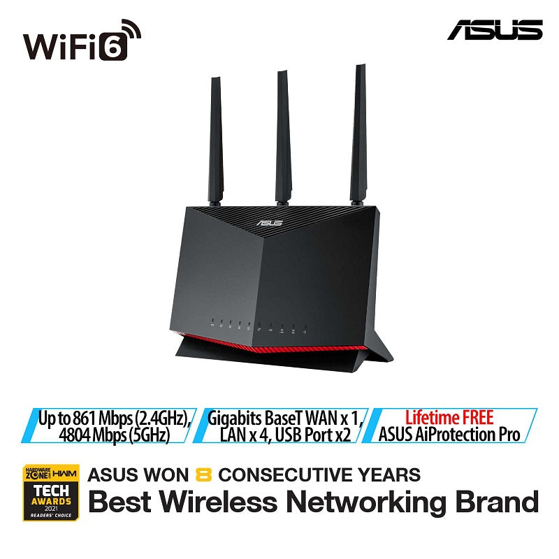 ASUS RT-AX86S AX5700 Dual Band WiFi 6 Gaming Router