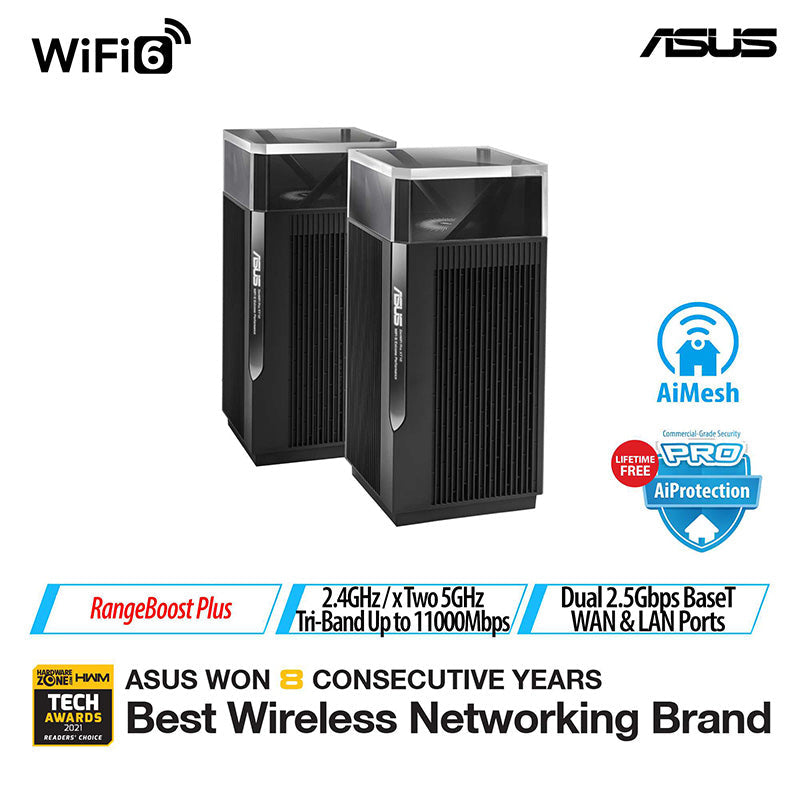 Asus ZenWiFi Pro XT12 AX11000 Black Tri-band Mesh WiFi 6 (2-Pack)