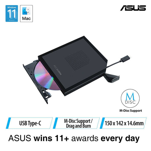 ASUS ZenDrive V1M SDRW-08V1M-U External DVD writer, built-in USB-C cable