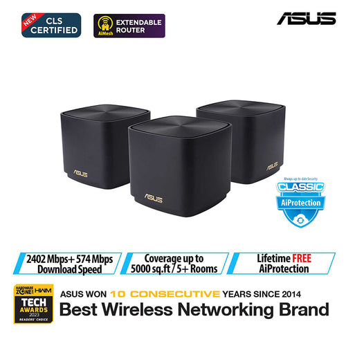 Asus ZenWiFi AX XD5 Mini AX3000 WiFi 6 Mesh [Black] (3-Pack)