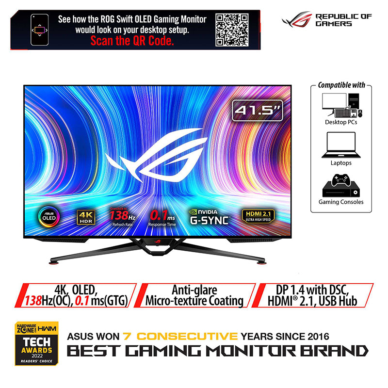 Asus ROG Swift PG42UQ Gaming Monitor - 41.5 UHD OLED 138Hz