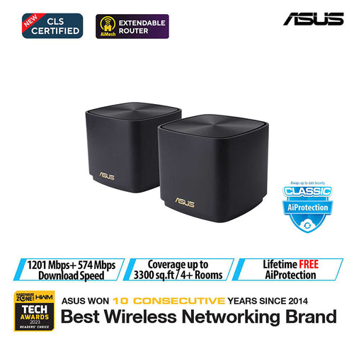 Asus ZenWiFi AX XD4S Mini AX1800 WiFi 6 Mesh [Black] (2-Pack)