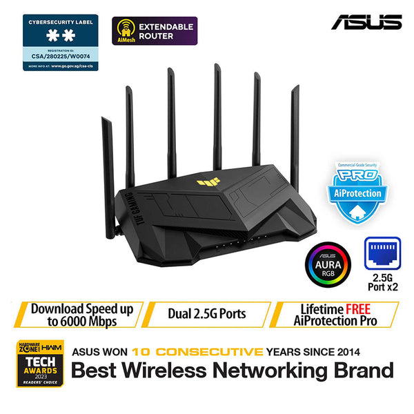 Asus TUF-AX6000 Dual Band WiFi 6 Gaming Router – Challenger Singapore