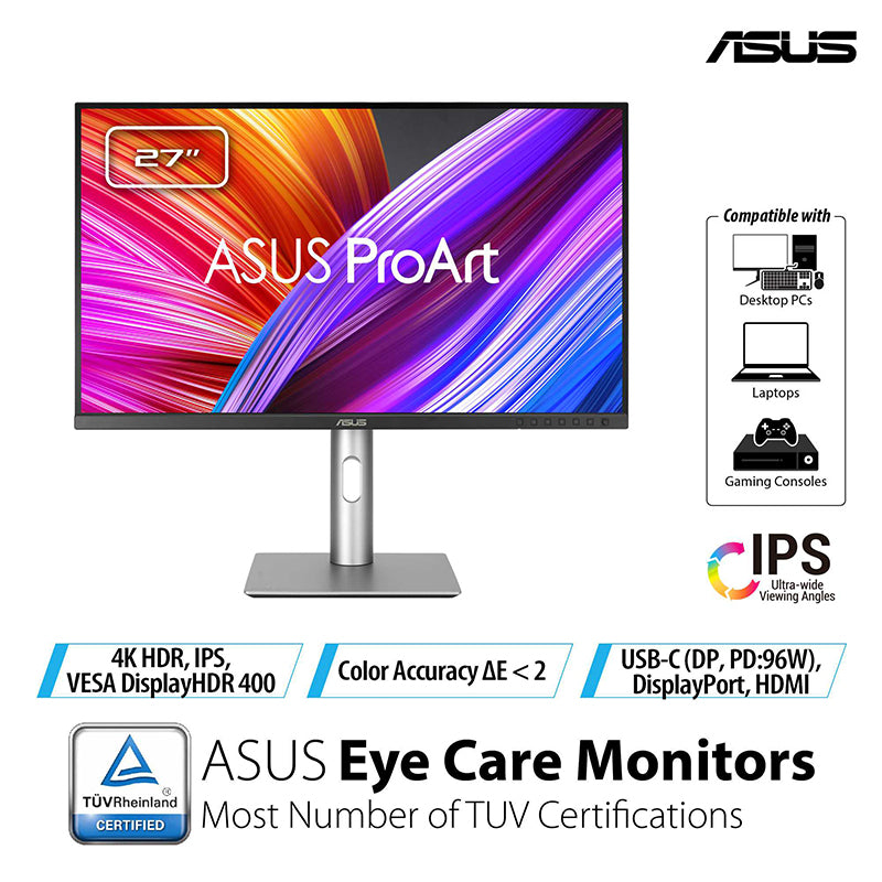 ASUS ProArt Display PA279CRV Professional Monitor - 27 UHD IPS 99% DCI-P3
