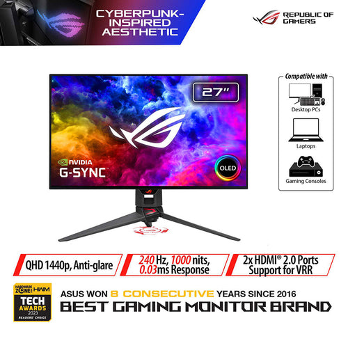 Asus ROG Swift PG27AQDM Gaming Monitor - 27 QHD OLED 240Hz