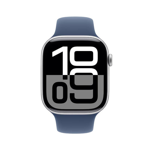 Apple Watch Series 10 GPS 46mm Silver Aluminium Case with Denim Sport Band S/M
