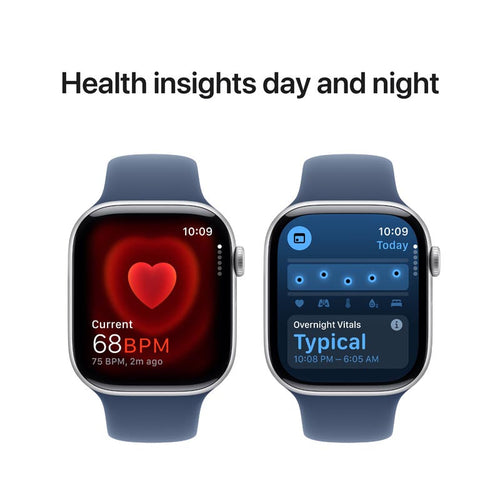 Apple Watch Series 10 GPS 46mm Silver Aluminium Case with Denim Sport Band S/M