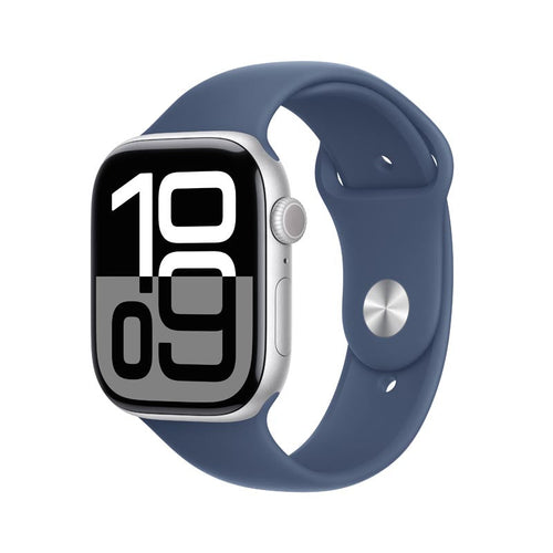 Apple Watch Series 10 GPS 46mm Silver Aluminium Case with Denim Sport Band M/L
