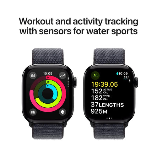 Apple Watch Series 10 GPS + Cellular 42mm Jet Black Aluminium Case with Ink Sport Loop