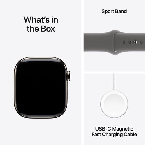 Apple Watch Series 10 GPS + Cellular 42mm Natural Titanium Case with Stone Grey Sport Band S/M