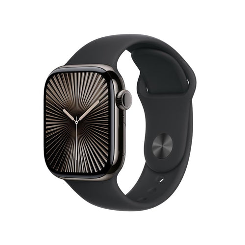 Apple Watch Series 10 GPS + Cellular 42mm Slate Titanium Case with Black Sport Band S/M