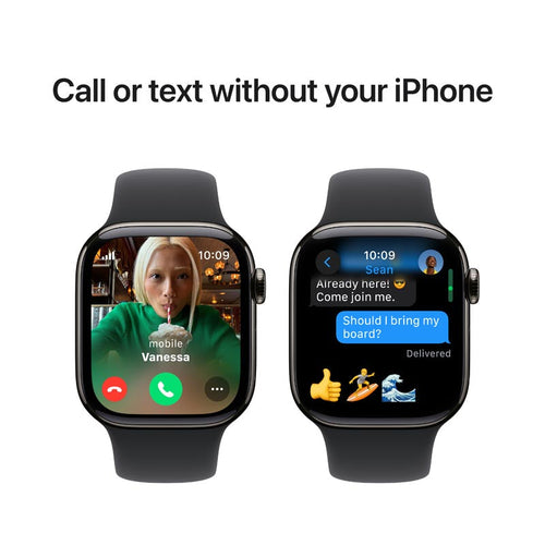 Apple Watch Series 10 GPS + Cellular 42mm Slate Titanium Case with Black Sport Band S/M