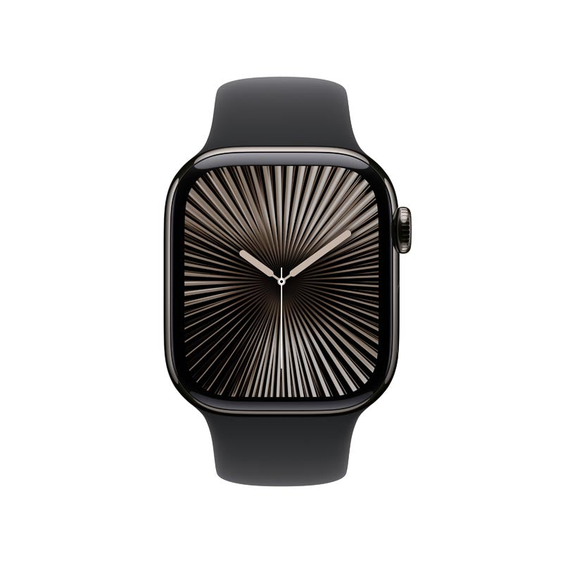 Apple Watch Series 10 GPS + Cellular 42mm Slate Titanium Case with Black Sport Band S/M