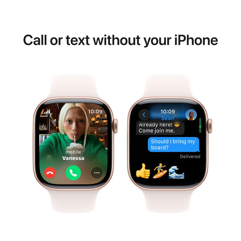 Apple Watch Series 10 GPS + Cellular 46mm Rose Gold Aluminium Case with Light Blush Sport Band S/M