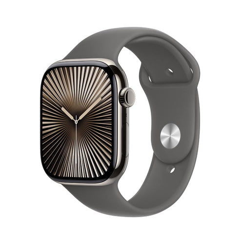 Apple Watch Series 10 GPS + Cellular 46mm Natural Titanium Case with Stone Grey Sport Band M/L