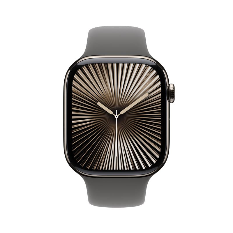 Apple Watch Series 10 GPS + Cellular 46mm Natural Titanium Case with Stone Grey Sport Band M/L