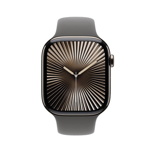 Apple Watch Series 10 GPS + Cellular 46mm Natural Titanium Case with Stone Grey Sport Band M/L