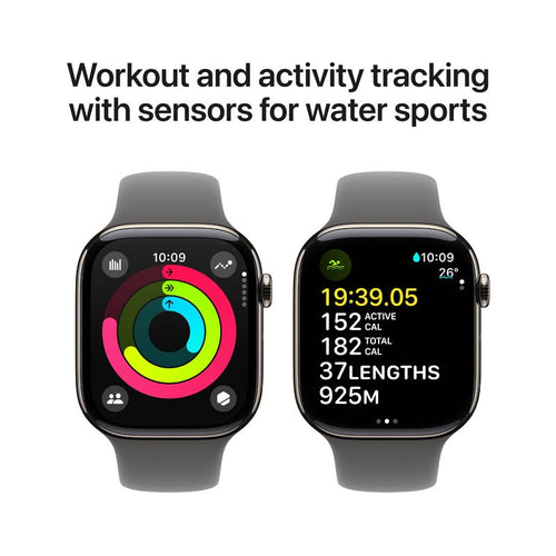 Apple Watch Series 10 GPS + Cellular 46mm Natural Titanium Case with Stone Grey Sport Band M/L