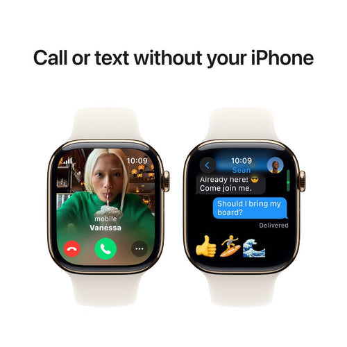 Apple Watch Series 10 GPS + Cellular 46mm Gold Titanium Case with Starlight Sport Band M/L